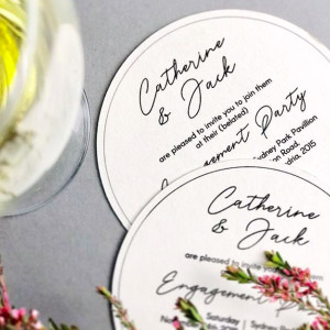 Wedding engagement coaster invitations