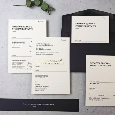 Gold foiled wedding stationery suite