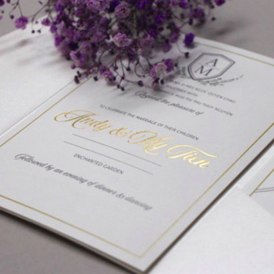 Gold metallic foiled invitation