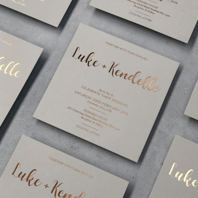Rose gold wedding invites