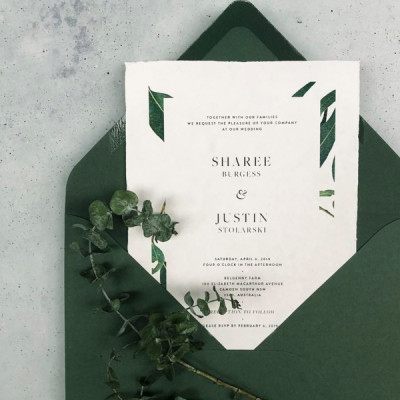 Deckled edge wedding invite