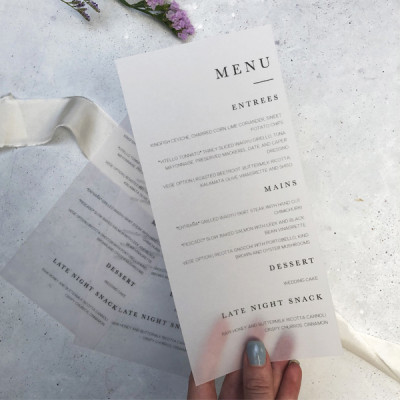 Vellum DL wedding menu