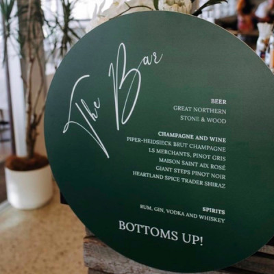 Wedding bar menu sign