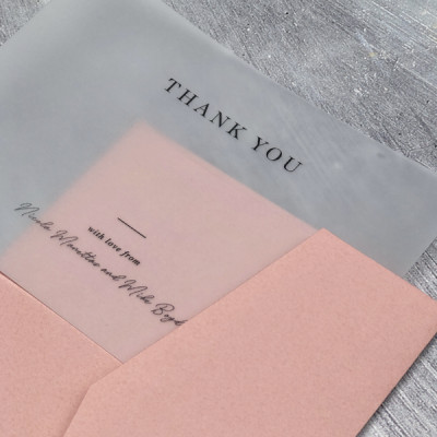 Vellum wedding thank you card